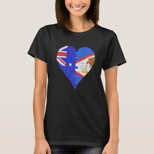 Australian American Samoan Flag Heart T_Shirt