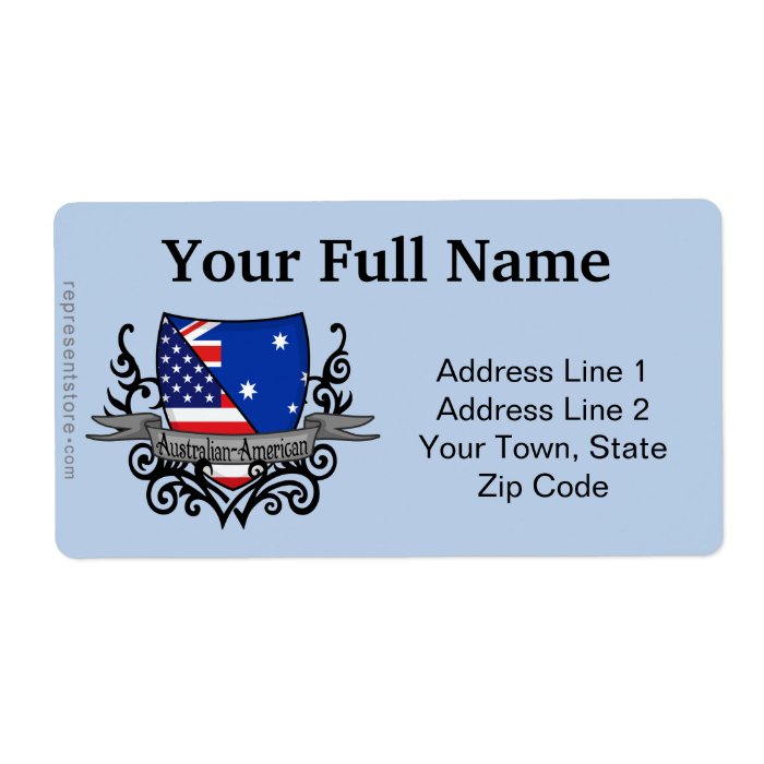 Australian American Shield Flag Shipping Labels