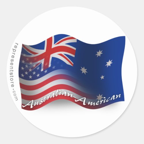Australian_American Waving Flag Classic Round Sticker