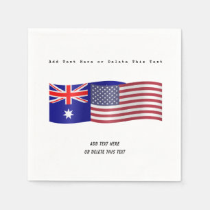 Australian and American Flag Add Text Napkins
