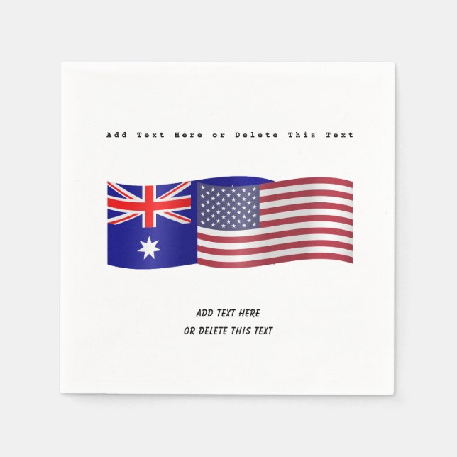 Australian and American Flag Add Text Napkins (Front)