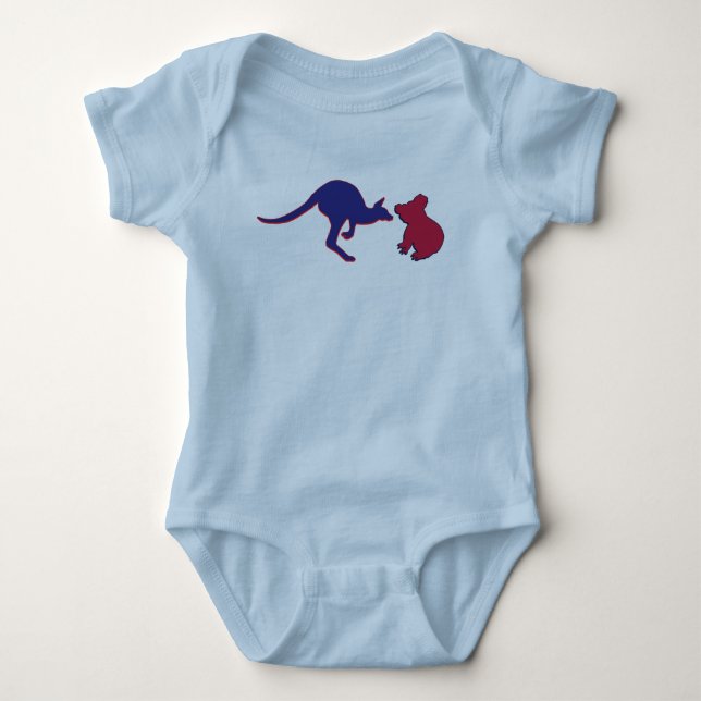 Australian and united States Flag Hearts Baby Bodysuit (Front)
