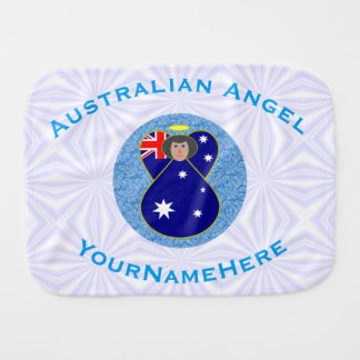 Australian Angel Blue White Personalized Text  Baby Burp Cloth