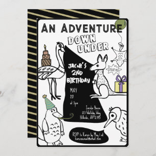 Australian Animal Coloring Page Kids Birthday Invitation