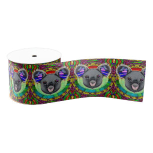Australian animal lovers artsy koala bear pattern grosgrain ribbon
