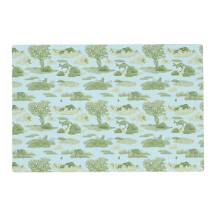 Australian Animal Toile Placemat (Green on Blue)
