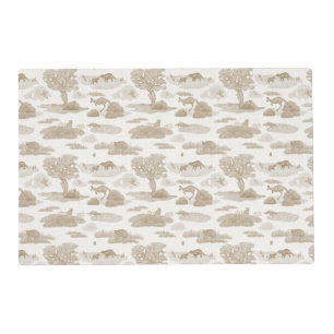 Australian Animal Toile Placemat (Tan Linen) 
