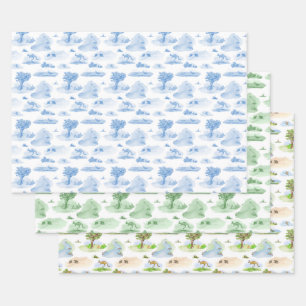 Australian Animal Toile Wrapping Paper Sheets