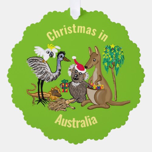 Australian animals and Santa Koala Ornament Card