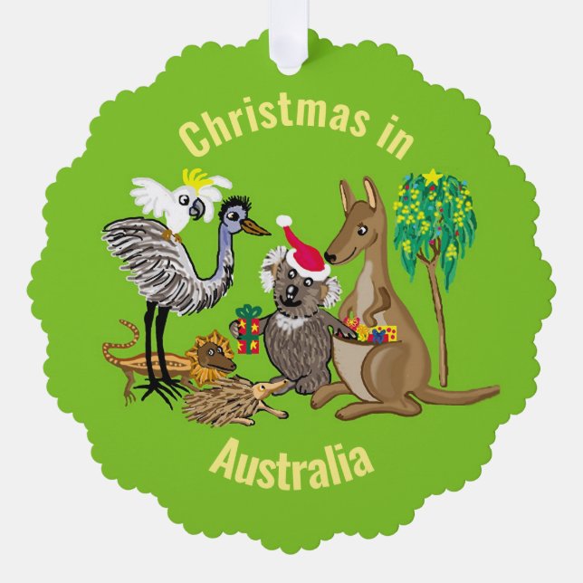 Australian animals and Santa Koala Ornament Card (Front)