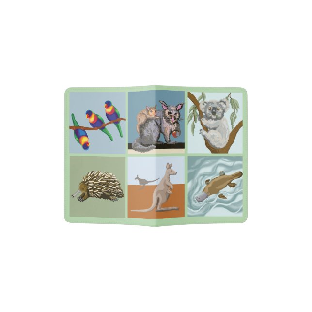 Australian animals childrens passport holder (Opened)