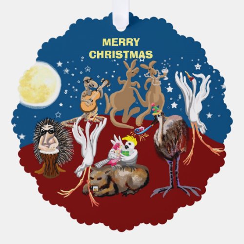 Australian animals Christmas party Ornament Card