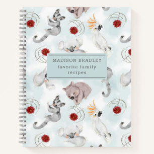Australian Animals Cute Recipe Book Personalized