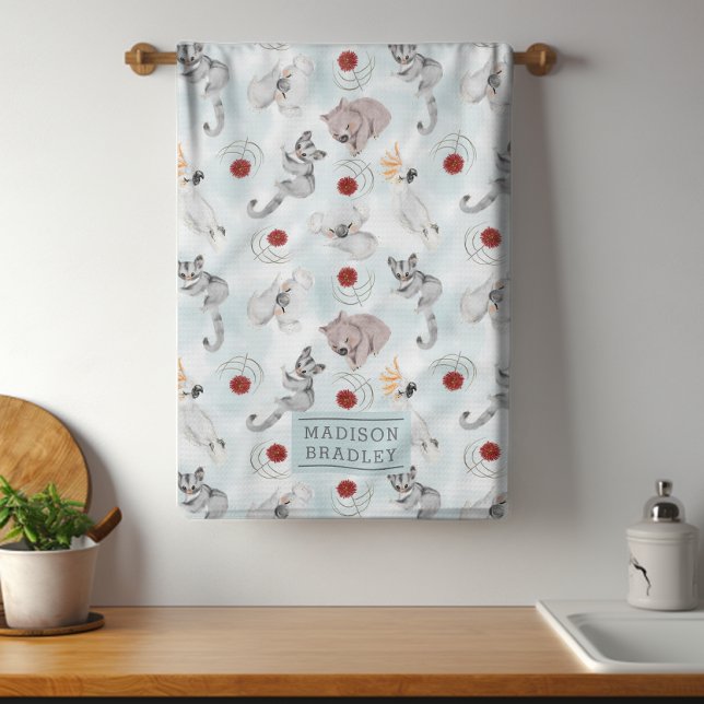 Australian Animals Cute Watercolour Personalized Kitchen Towel (Creator Uploaded)