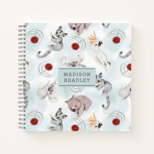 Australian Animals Cute Watercolour Personalized Notebook