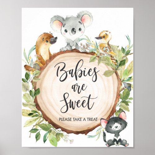 Australian Animals Greenery Babies Are Sweet Treat Poster
