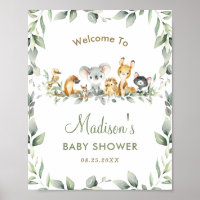 Australian Animals Greenery Baby Shower Welcome  Poster