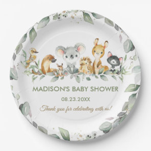 Australian Animals Greenery Birthday Baby Shower  Paper Plates