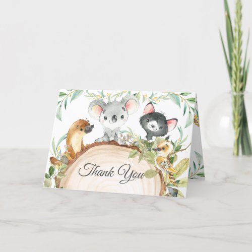 Australian Animals Greenery Neutral Baby Shower Thank You Card