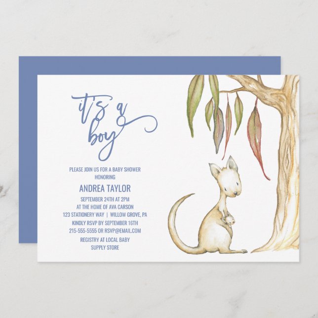 Australian Animals | It's A Boy Baby Shower Invitation (Front/Back)