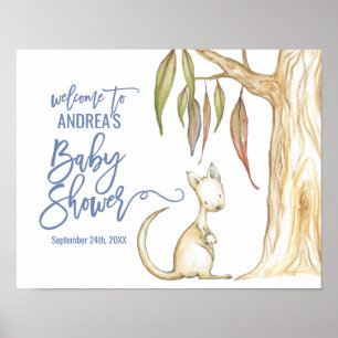 Australian Animals Kangaroo Baby Shower Welcome Poster