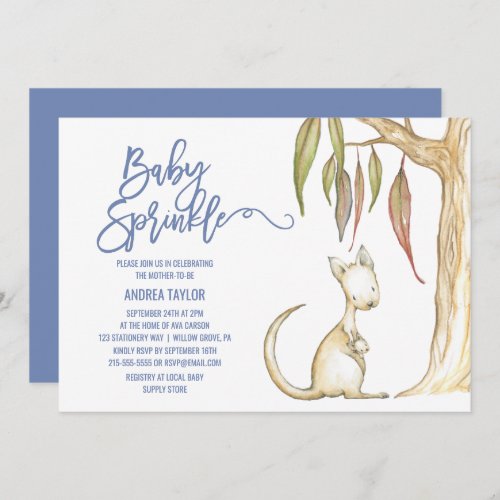 Australian Animals  Kangaroo  Joey Baby Sprinkle Invitation