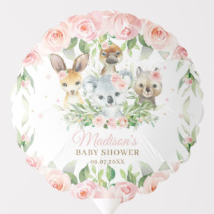 Australian Animals Koala Pink Floral Baby Shower  Balloon
