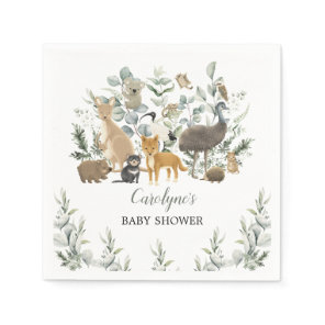 Australian Animals Leafy Eucalyptus Baby Shower Napkins