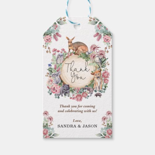 Australian Animals Native Florals Baby Girl Favor Gift Tags