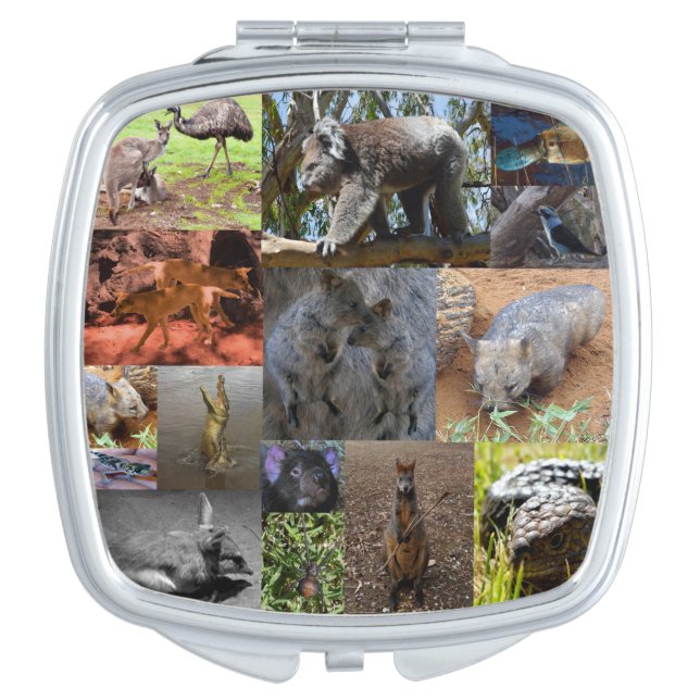 Australian Animals Photo Collage, Compact Mirror (Front)