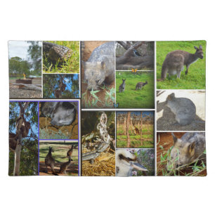 Australian Animals Picture Collage, Cloth Placemat