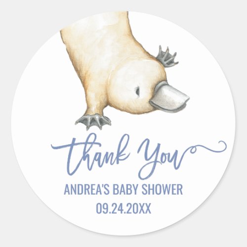 Australian Animals  Platypus Thank You Favor Classic Round Sticker