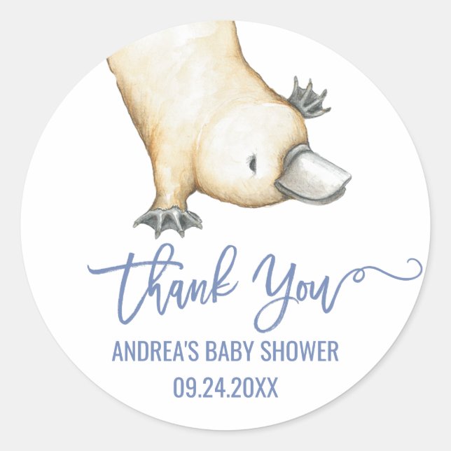 Australian Animals | Platypus Thank You Favor Classic Round Sticker (Front)