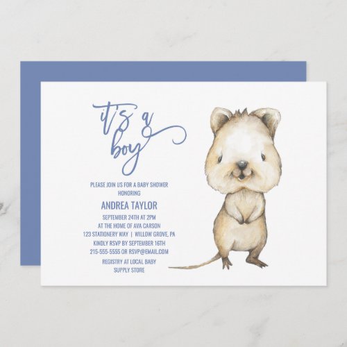 Australian Animals  Quokka Its A Boy Baby Shower Invitation