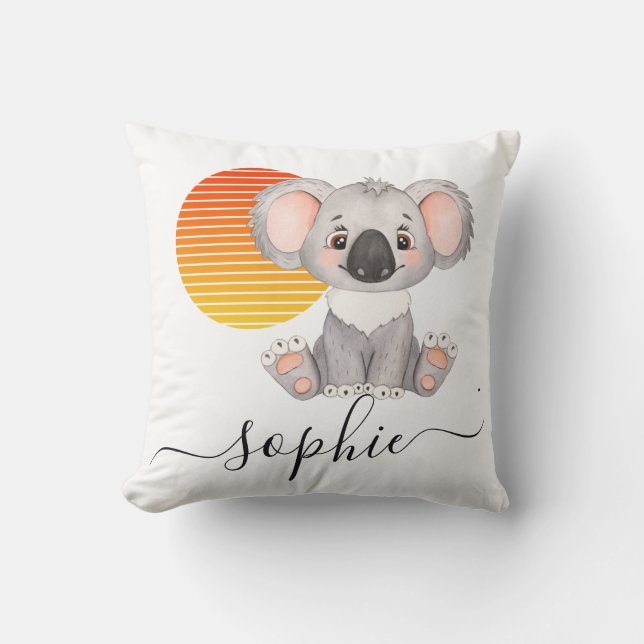 australian animals whimsical Koala Throw Pillow (Front)