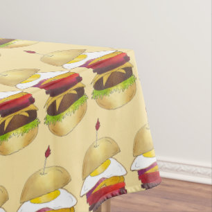 Australian Aussie BBQ Barbecue Burger With The Lot Tablecloth