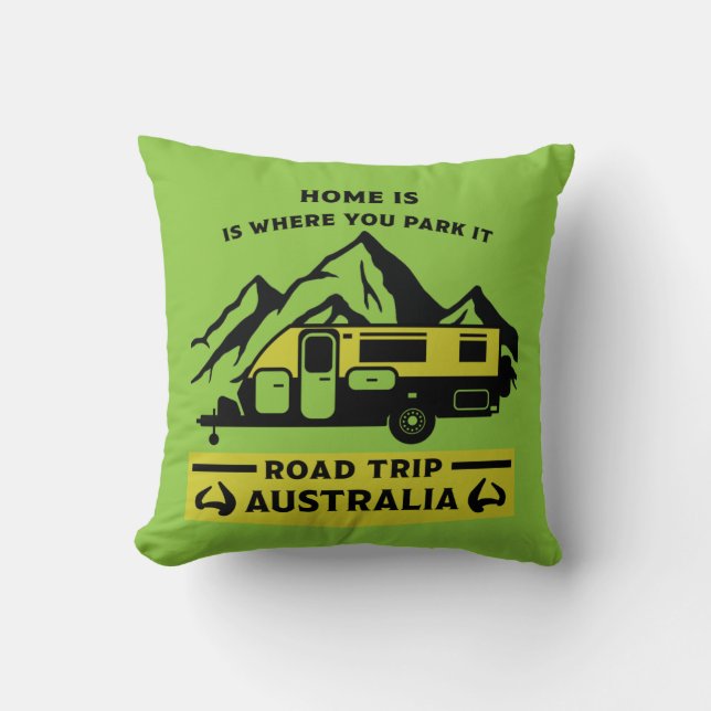 Australian Aussie Caravan Caravanning Summer Throw Pillow (Front)