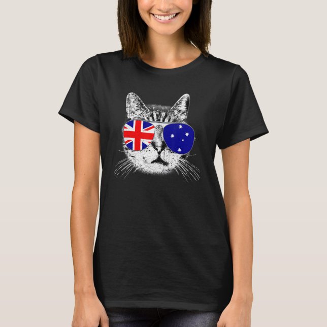 Australian Australia Flag Country Roots Cat   Prid T-Shirt (Front)