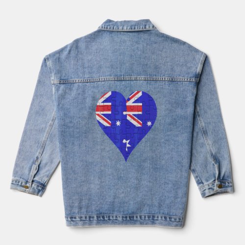 Australian Australian Flag Heart  Denim Jacket