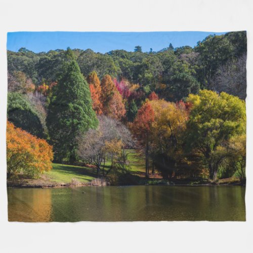 Australian Autumn Trees Landscape Fleece Blanket