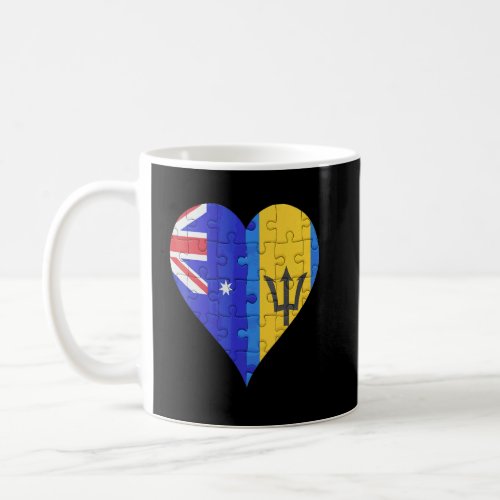 Australian Barbadian Flag Heart  Coffee Mug
