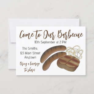 Australian BBQ Cookout Barbecue Steak Sausages Invitation