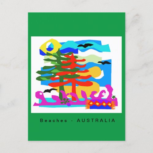 Australian Beaches _ Surf  Sand _ Green Postcard