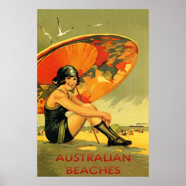 Australian Beaches Vintage Poster (Front)