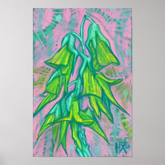 Australian Bird Flower, Tropical Floral Painting C Poster (Front)