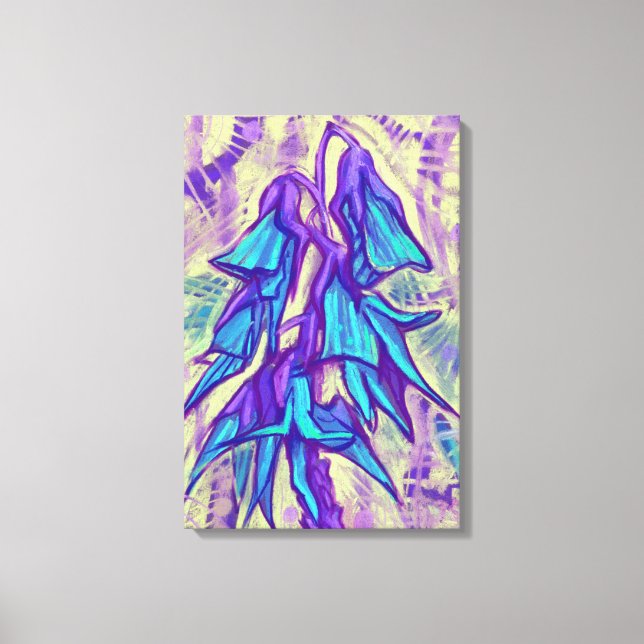 Australian Bird Flower, Tropical Floral Turquoise  Canvas Print (Front)