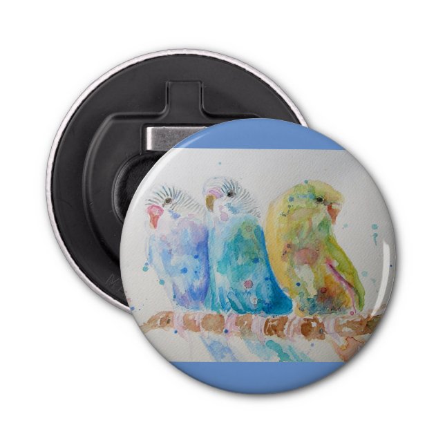 Australian Birds Budgie Watercolor Art Bottle Opener (Front)