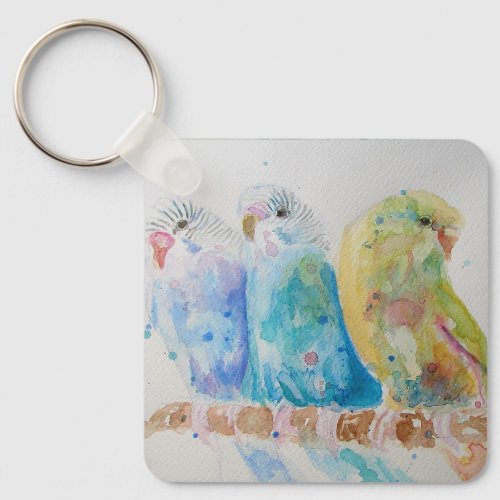 Australian Birds Budgie Watercolor Art Key Ring