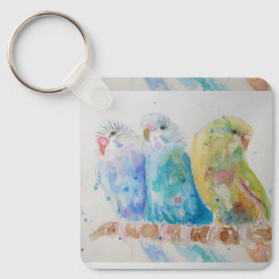 Australian Birds Budgie Watercolor Art Key Ring