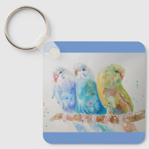 Australian Birds Budgie Watercolor Art Key Ring
